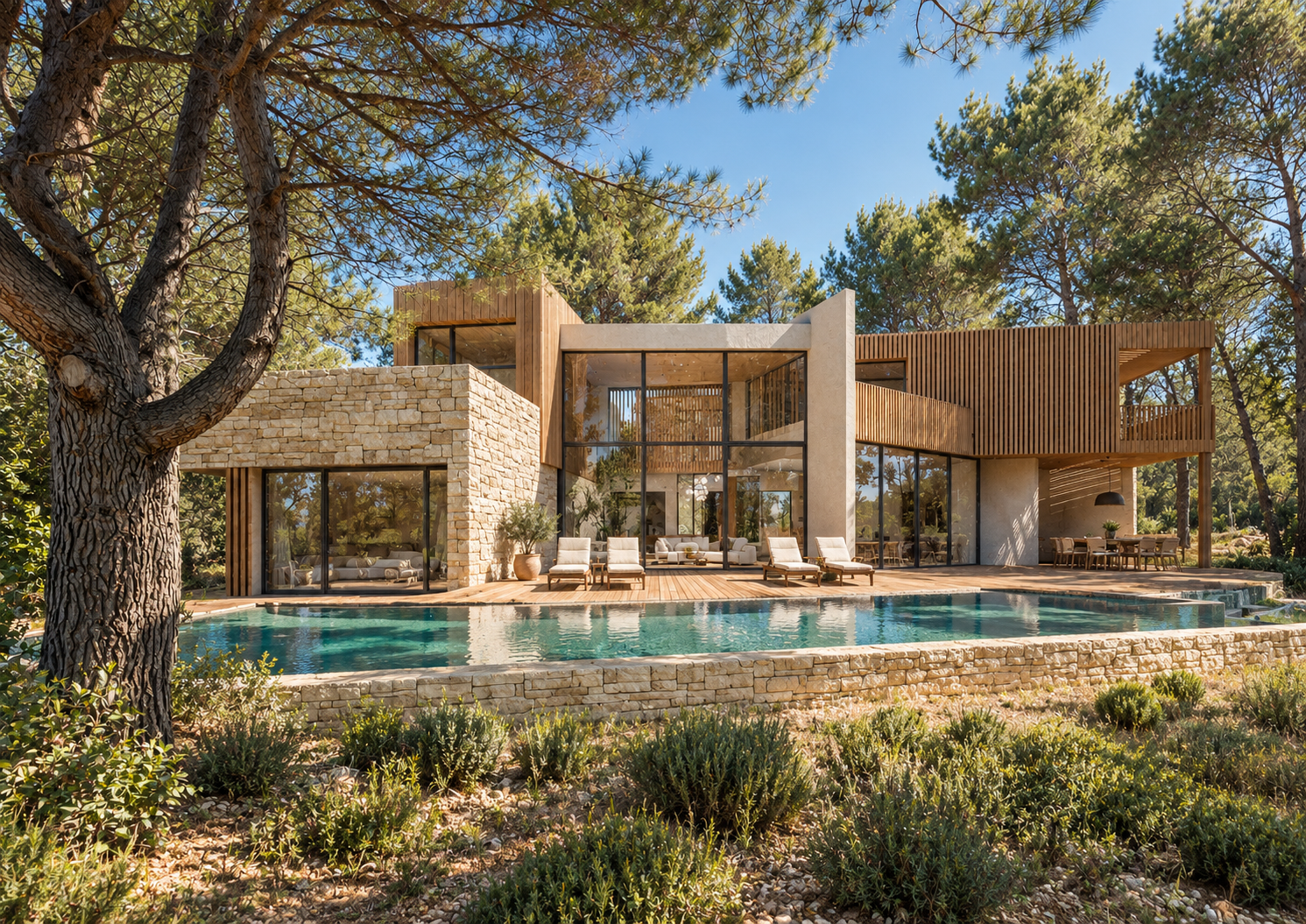 Villa méditerranéenne au bord de la piscine